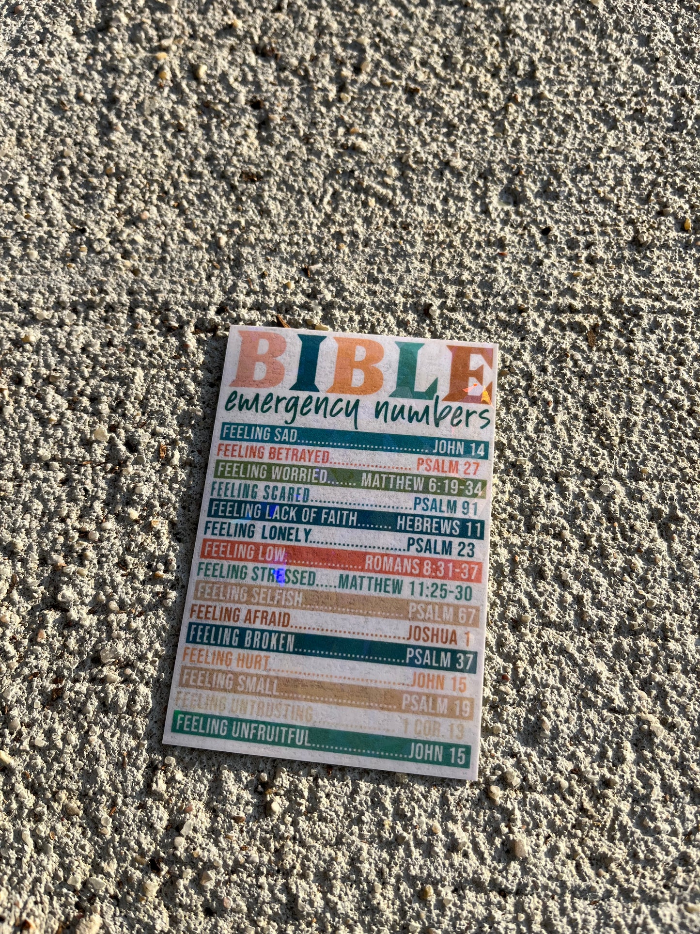 Bible Emergency Numbers Holographic Christian Sticker