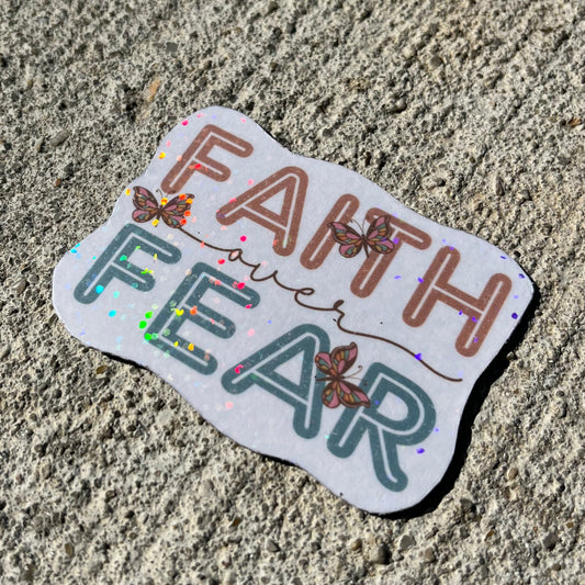 Faith Over Fear Holographic Christian Magnet