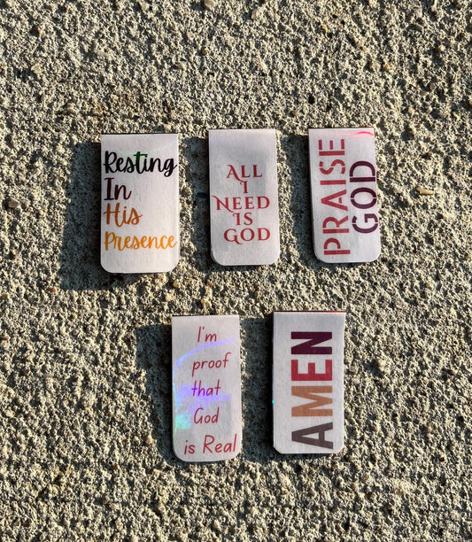 Christian Bookmark Set of 5 | Holographic & Magnetic Bible Bookmarks