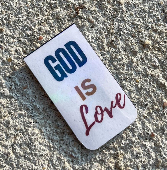 God is Love Christian Bookmark | Holographic & Magnetic