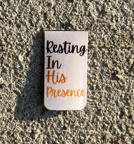 Resting in His Presence Christian Bookmark | Holographic & Magnetic Bible Bookmark