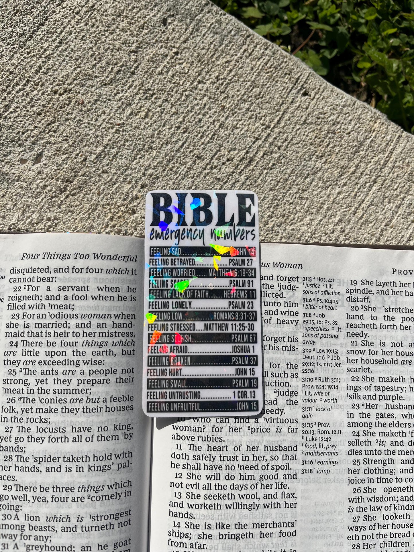 Bible Emergency Numbers Holographic Christian Bookmark