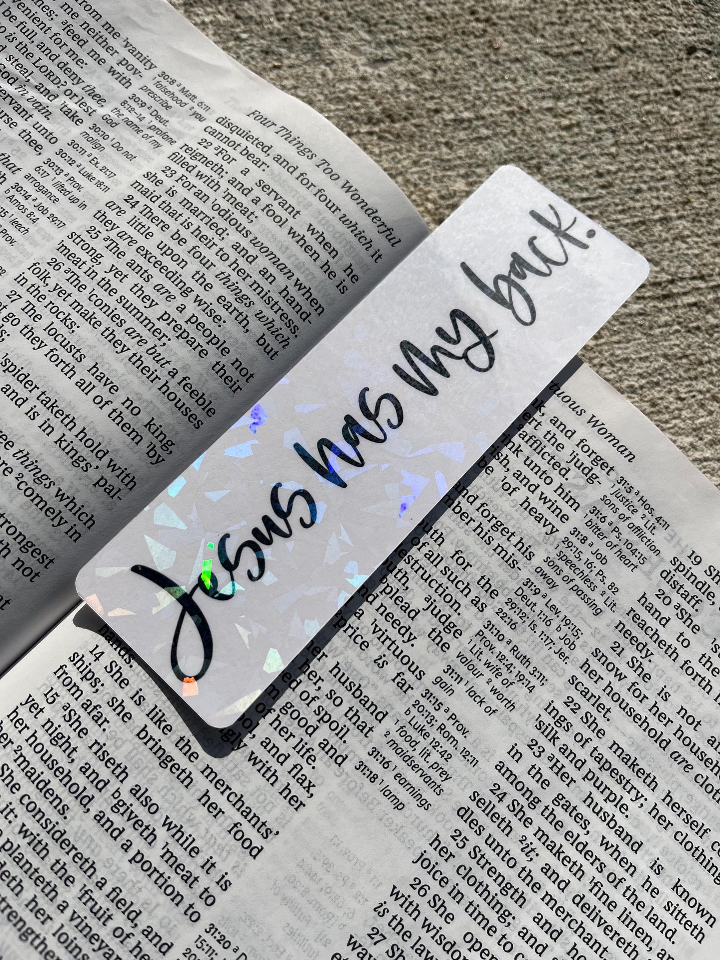 Holographic Christian Bookmark | Jesus Has My Back