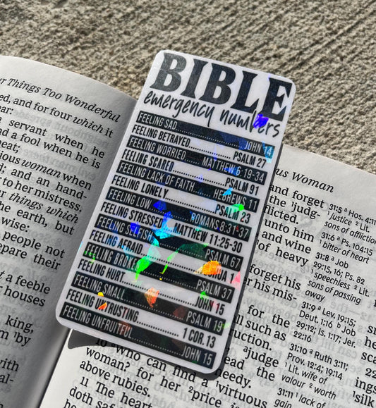 Bible Emergency Numbers Holographic Christian Bookmark