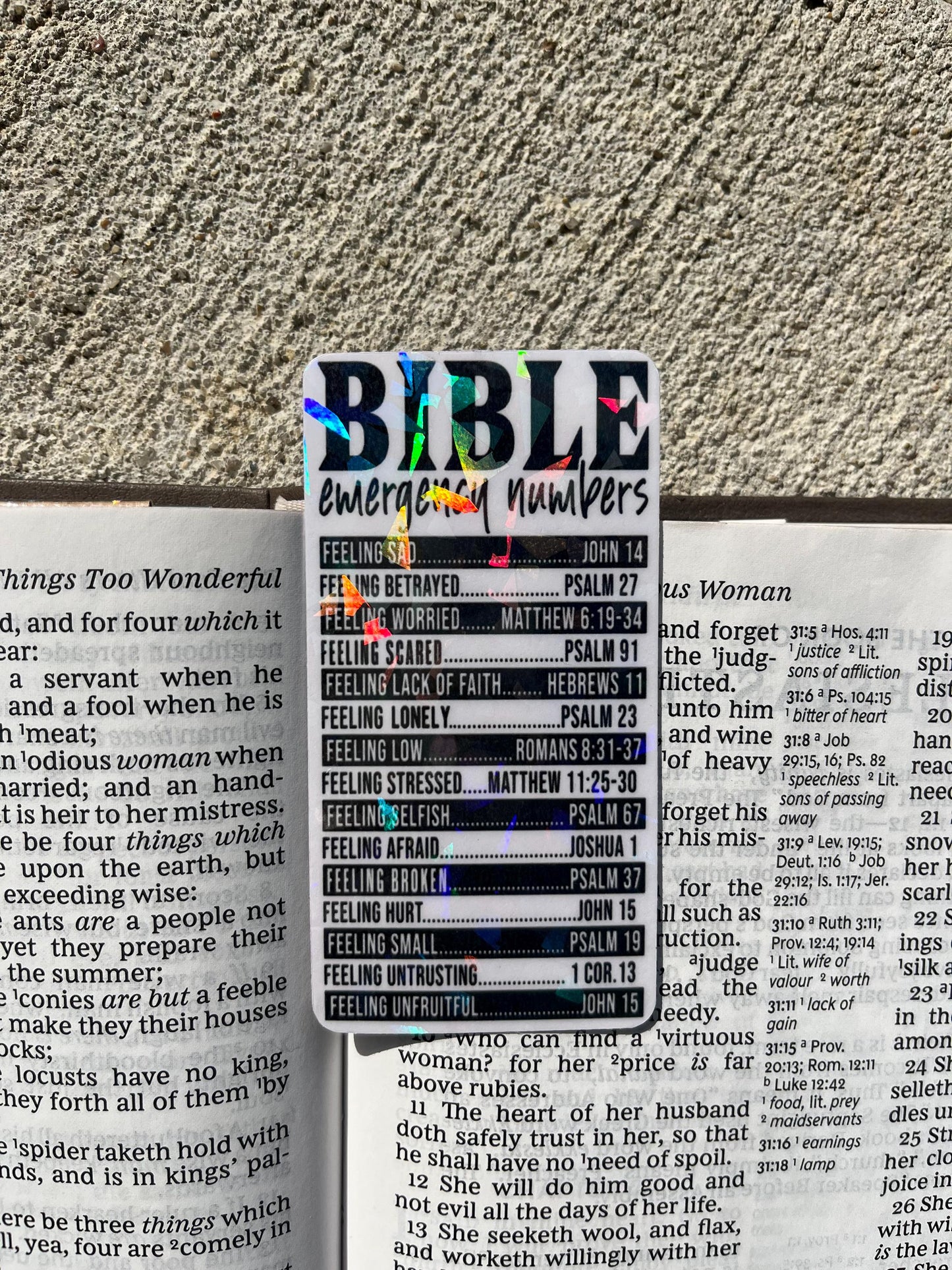 Bible Emergency Numbers Holographic Christian Bookmark